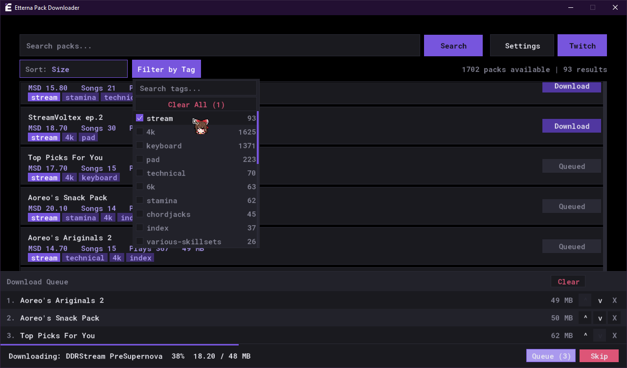 Downloader screen