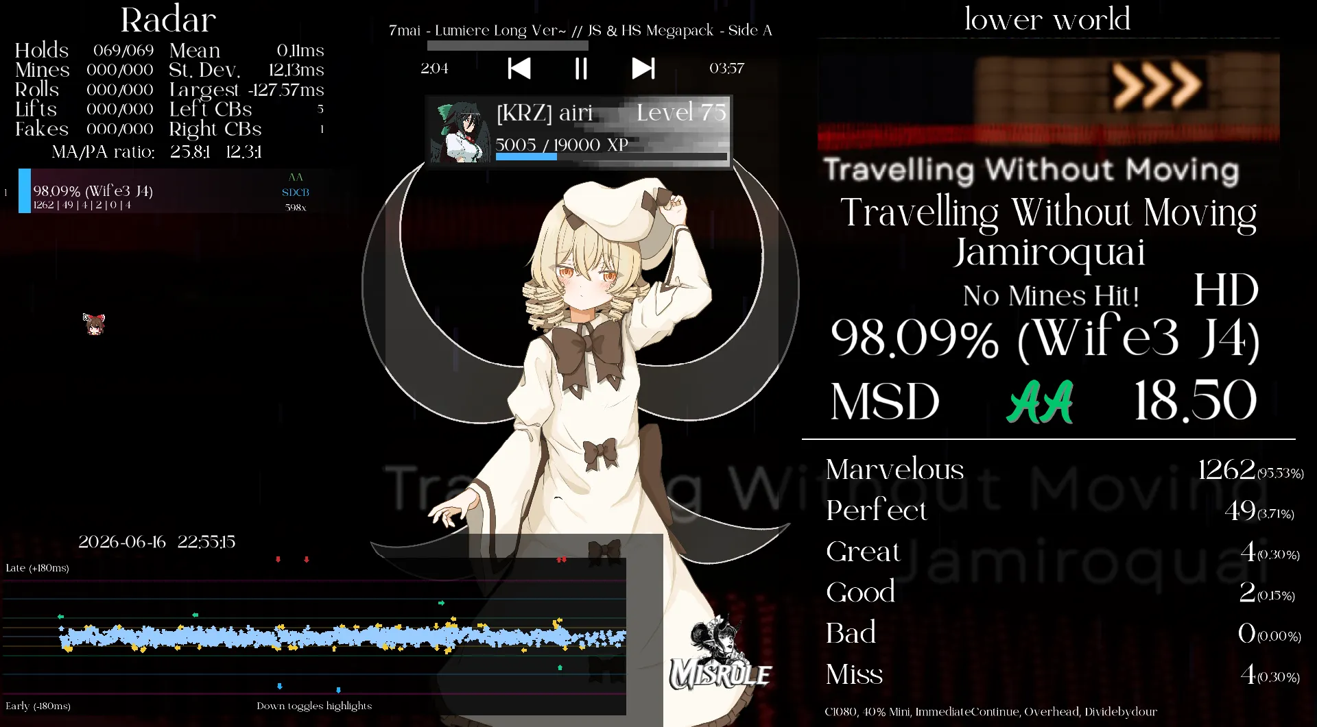 Screenshot of travelling without moving